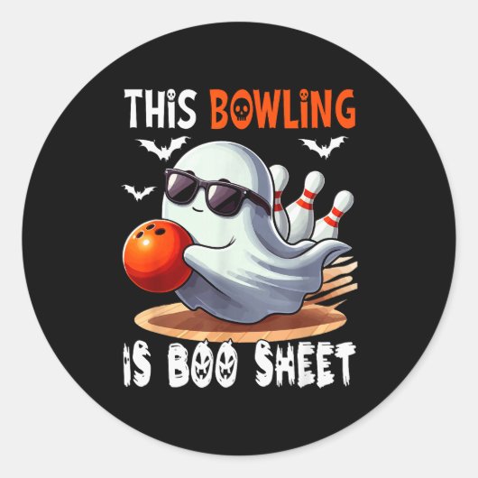 Bowling Is Boo Sheet Halloween Costume Player Team Runder Aufkleber (Vorderseite)