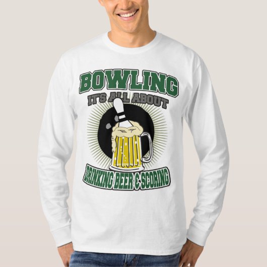 Bowling ist es ganz über trinkendes Bier u. das T-Shirt (Vorderseite)