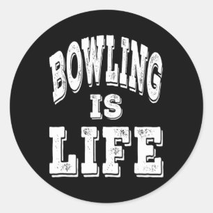 Bowling ist Leben - bedrückte weiße Buchstaben Runder Aufkleber