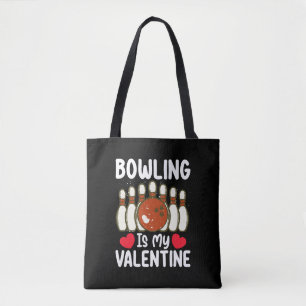 Bowling ist mein Valentinstag Liebes Herz Tasche