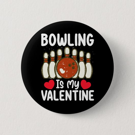 Bowling ist meine Liebe am Valentinstag Button (Vorderseite)