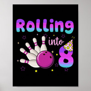 Bowling Junge Mädchen Geburtstag Rollt In 8 Lustig Poster