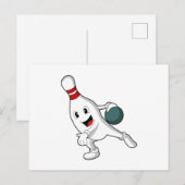 Bowling-Kegel beim Bowling mit Bowlingkugel Postkarte (Vorne/Hinten)