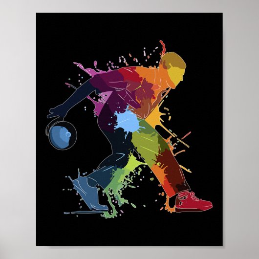 Bowling-Kegler-Farbspritzer Poster (Vorne)