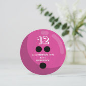 Bowling | KINDERGEBURTSTAG PARTY | Fuchsia Pink Einladung (Stehend Vorderseite)