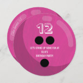 Bowling | KINDERGEBURTSTAG PARTY | Fuchsia Pink Einladung (Vorne/Hinten)