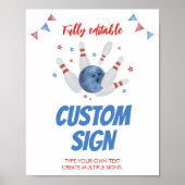 Bowling Kindergeburtstag Party Table Sign Poster (Vorne)