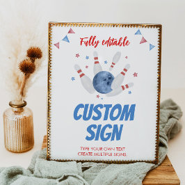 Bowling Kindergeburtstag Party Table Sign Poster