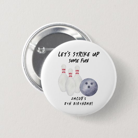 Bowling-Kindergeburtstagsfeier Button (Vorne & Hinten)