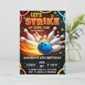 Bowling Kindergeburtstagsfeier Einladung (Stehend Vorderseite)