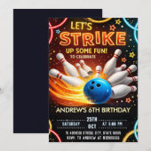 Bowling Kindergeburtstagsfeier Einladung (Vorne/Hinten)