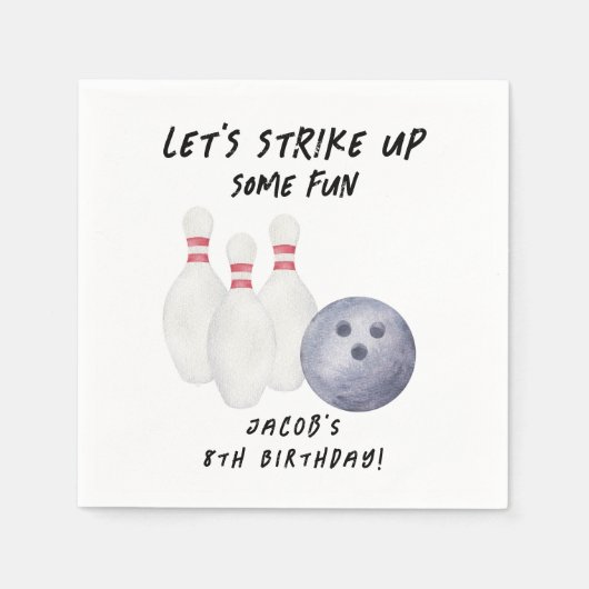 Bowling-Kindergeburtstagsfeier Serviette (Vorderseite)
