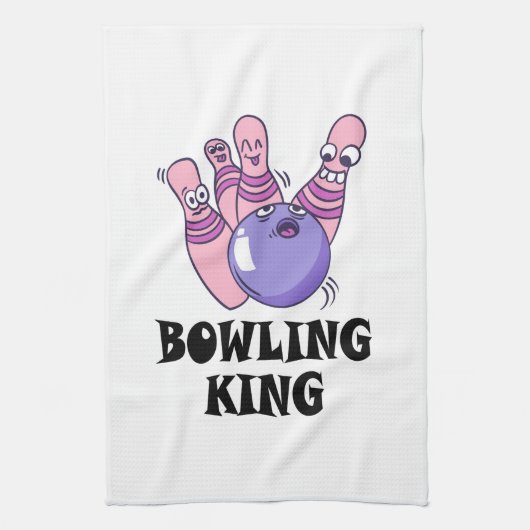 Bowling King Childrens Geburtstagspartei Geschirrtuch (Vertikal)