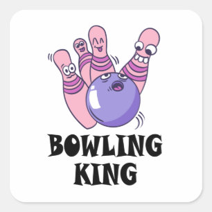 Bowling King Childrens Geburtstagspartei Quadratischer Aufkleber