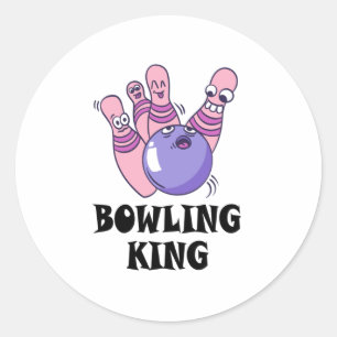 Bowling King Childrens Geburtstagspartei Runder Aufkleber