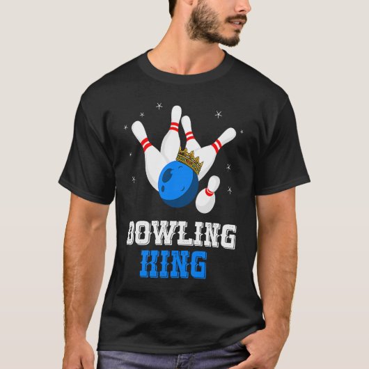 Bowling King Crown Bowling Button Strike Bowler Bo T-Shirt (Vorderseite)