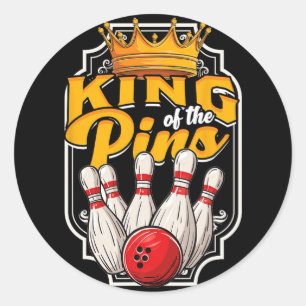 Bowling King of the Buttons Runder Aufkleber