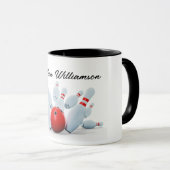 Bowling - Kugel und Pins - ein Strike! Tasse (VorderseiteRechts)