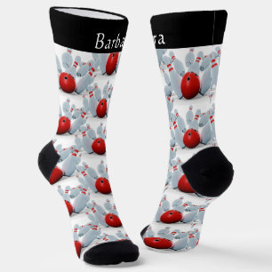 Bowling League Bowling Ball Bowling Buttone Bowler Socken