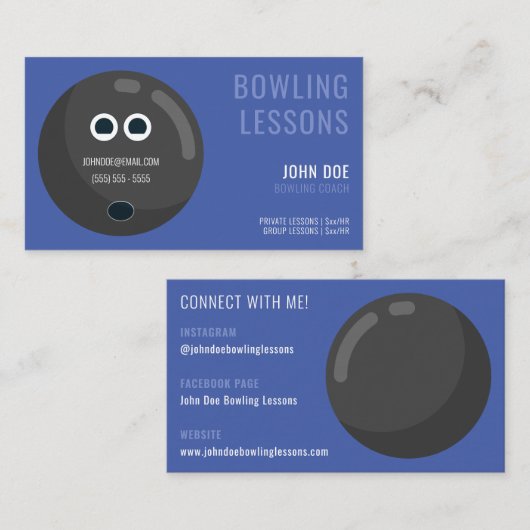 Bowling Lessons Visitenkarte für Bowling Coaches (Vorne/Hinten)