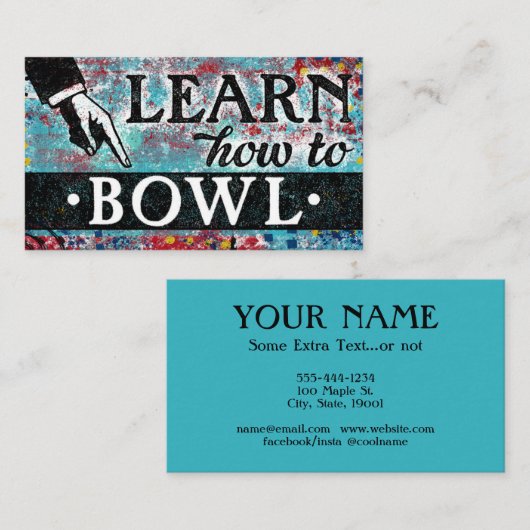 Bowling Lessons Visitenkarten - Blue Red Visitenkarte (Vorne/Hinten)