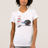 Bowling Liebe Ball und Button T-Shirt (Vorderseite)