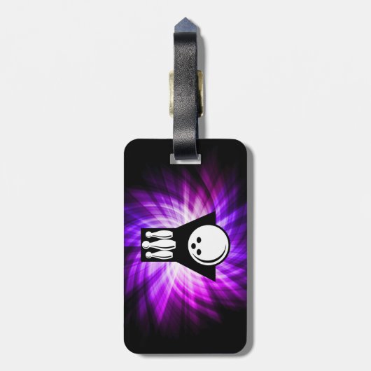 Bowling; Lila Gepäckanhänger (Rückseite vertikal)