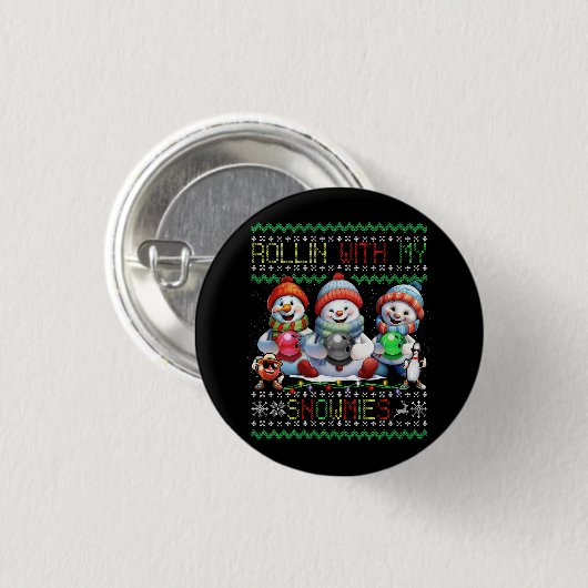 Bowling Lover Bowlers Rollin zu Weihnachten Button (Vorne & Hinten)