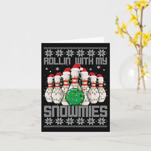 Bowling Lover Bowlers Rollin zu Weihnachten Karte (Gelbe Blume)