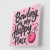 Bowling Lover Cute Retro Aesthetic Sports Design C Quadratische Wanduhr (Winkel)