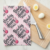 Bowling Lover Cute Retro Aesthetic Sports Design Geschirrtuch (Viertel Falte)