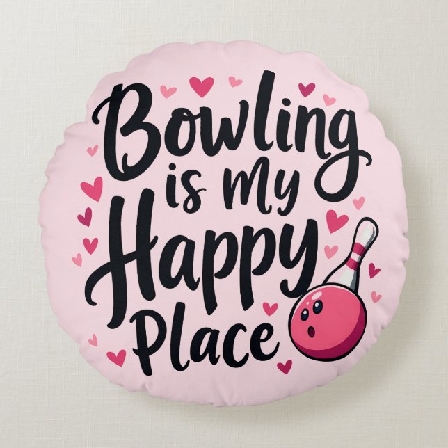 Bowling Lover Cute Retro Aesthetic Sports Design Rundes Kissen (Vorderseite)