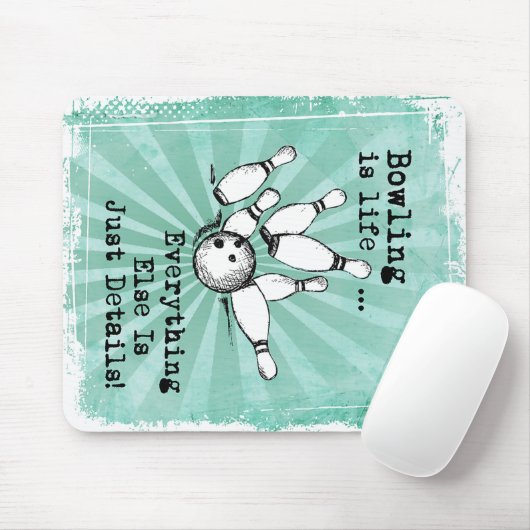 Bowling Lover Gift, Funny Bowling Player Gift Mousepad (Mit Mouse)