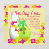 Bowling Luau Einladung (Vorne/Hinten)