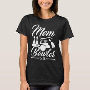 Bowling Mama Button Bowler Strike Bowling Team Bow T-Shirt