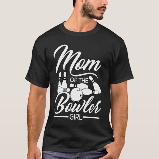 Bowling Mama Button Bowler Strike Bowling Team Bow T-Shirt (Vorderseite)