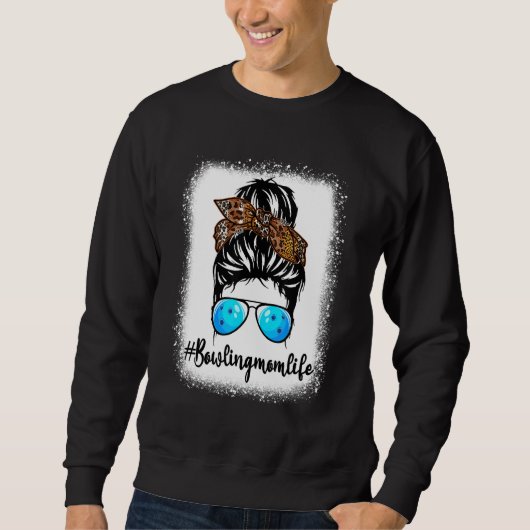 Bowling Mama Leopard Messy Bun Hair Women Sweatshirt (Vorderseite)