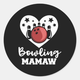 Bowling Mamaw Heart Funny Bowler Mamaw Runder Aufkleber