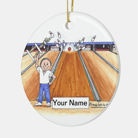 Bowling - Männer Keramik Ornament (Links)