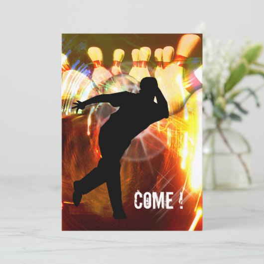 Bowling mit Explosionsgefahr Einladung (Stehend Vorderseite)