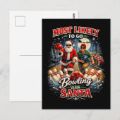 Bowling mit Santa Postkarte (Vorne/Hinten)