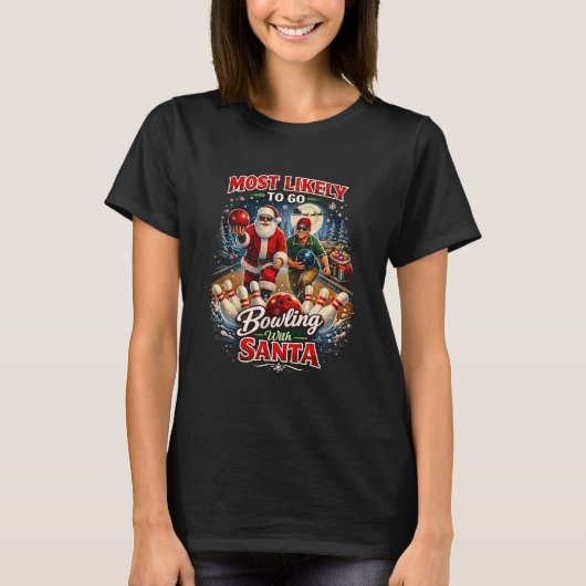 Bowling mit Santa T-Shirt (Vorderseite)