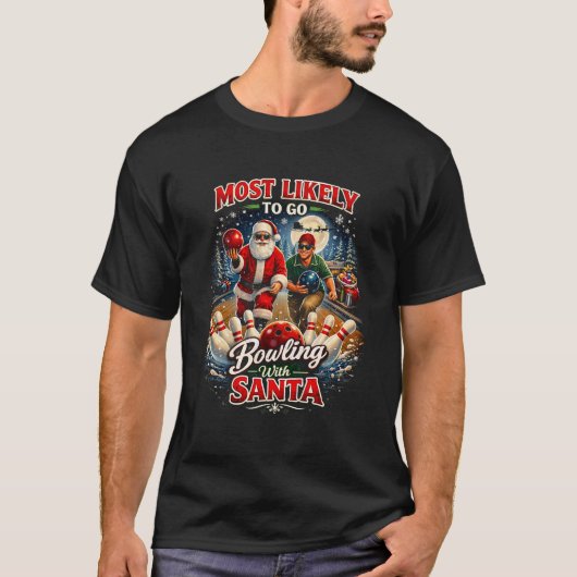 Bowling mit Santa T-Shirt (Vorderseite)