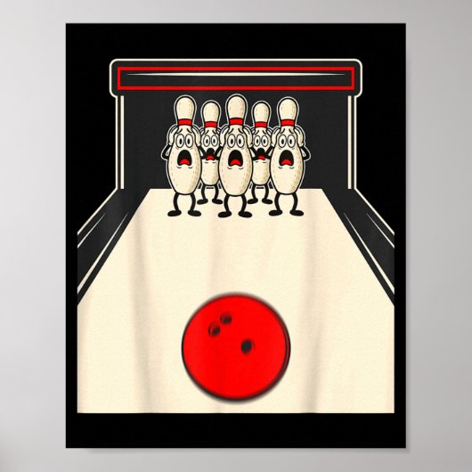 Bowling N Ed Ns Funny Bowler Player Kids Boys Men Poster (Vorne)
