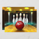 Bowling Nachteinladung Einladung (Vorne/Hinten)