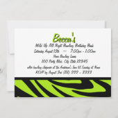 Bowling Neon Green und Zebra Einladung (Rückseite)