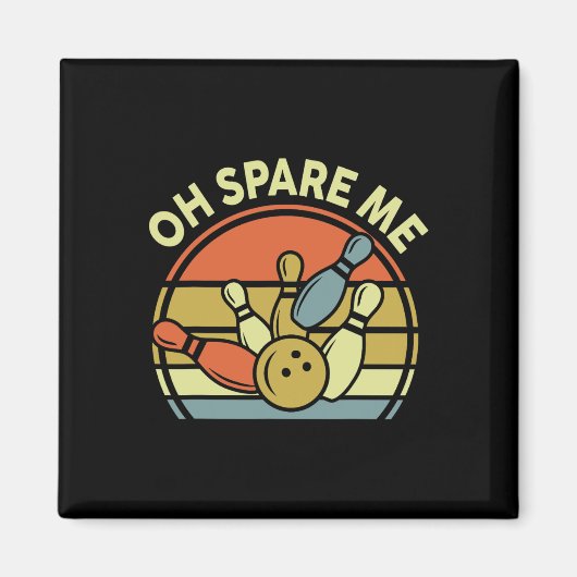 Bowling Oh Spare Me Bowling-Shirt Lustig Retro Dad Magnet (Vorne)