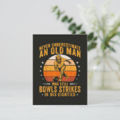 Bowling Opa 80. Geburtstag Einladung (Stehend Vorderseite)