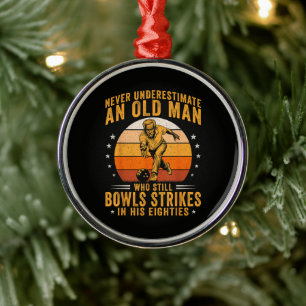 Bowling Opa 80. Geburtstag Ornament Aus Metall
