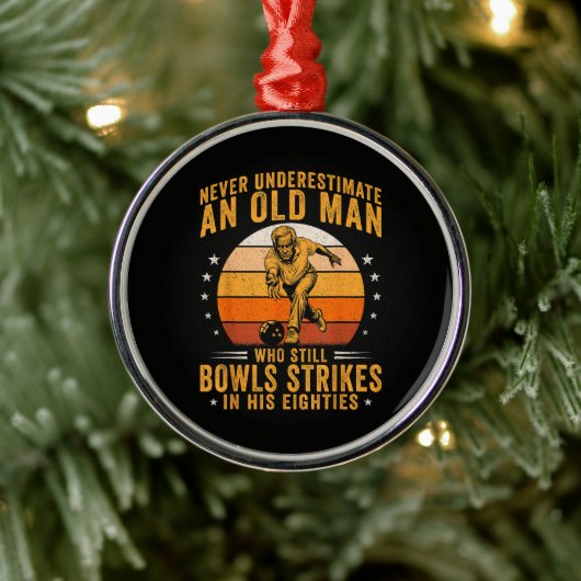 Bowling Opa 80. Geburtstag Ornament Aus Metall (Baum)